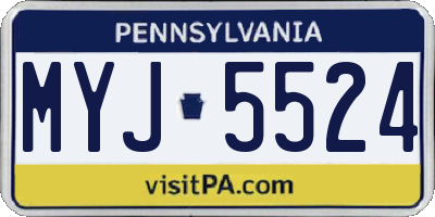 PA license plate MYJ5524