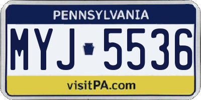 PA license plate MYJ5536