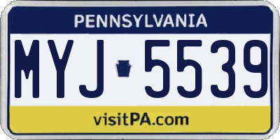 PA license plate MYJ5539
