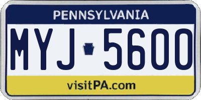 PA license plate MYJ5600