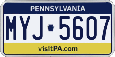 PA license plate MYJ5607