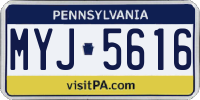 PA license plate MYJ5616