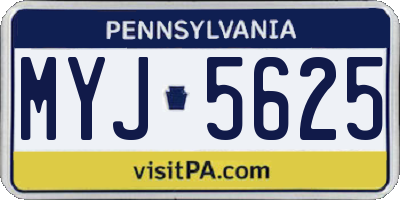 PA license plate MYJ5625