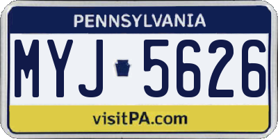 PA license plate MYJ5626
