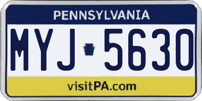 PA license plate MYJ5630