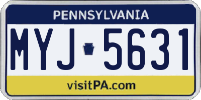 PA license plate MYJ5631