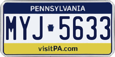 PA license plate MYJ5633