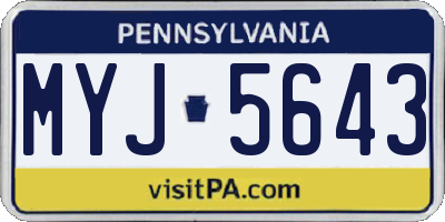 PA license plate MYJ5643