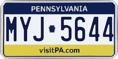 PA license plate MYJ5644