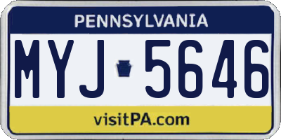 PA license plate MYJ5646