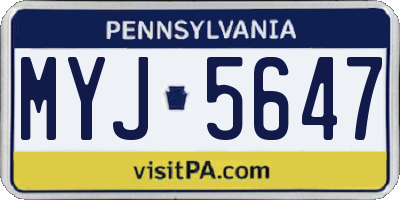 PA license plate MYJ5647