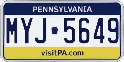 PA license plate MYJ5649
