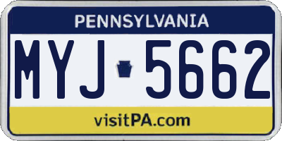 PA license plate MYJ5662