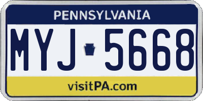 PA license plate MYJ5668