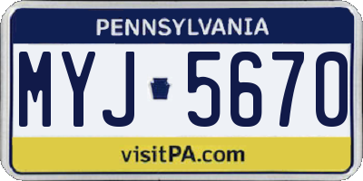 PA license plate MYJ5670