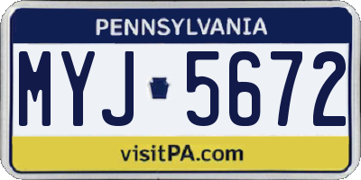 PA license plate MYJ5672
