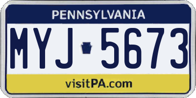 PA license plate MYJ5673