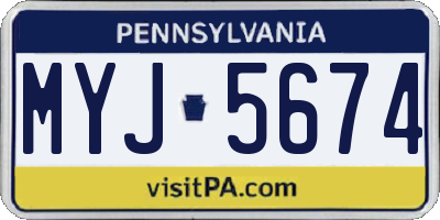 PA license plate MYJ5674