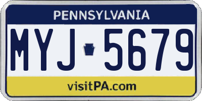 PA license plate MYJ5679