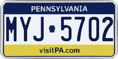 PA license plate MYJ5702