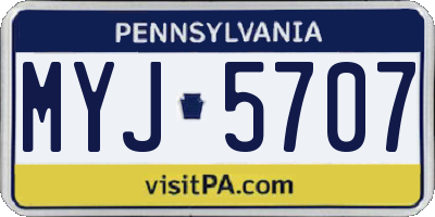 PA license plate MYJ5707