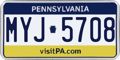PA license plate MYJ5708