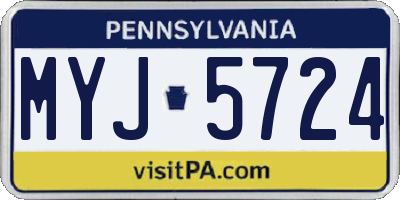 PA license plate MYJ5724