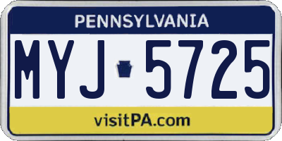 PA license plate MYJ5725