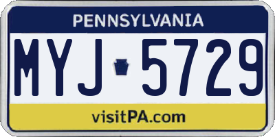 PA license plate MYJ5729