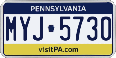 PA license plate MYJ5730