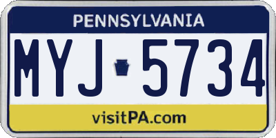 PA license plate MYJ5734