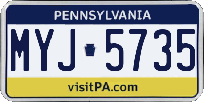 PA license plate MYJ5735