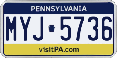PA license plate MYJ5736