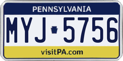 PA license plate MYJ5756