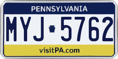 PA license plate MYJ5762