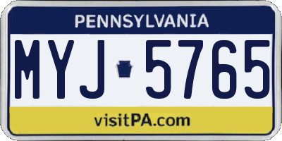 PA license plate MYJ5765