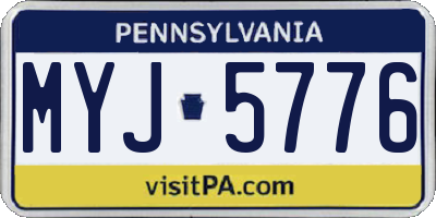 PA license plate MYJ5776