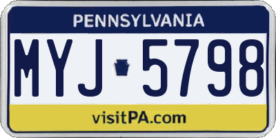 PA license plate MYJ5798