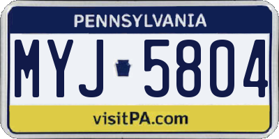 PA license plate MYJ5804