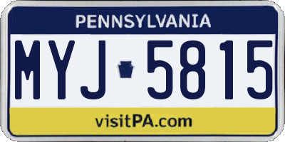 PA license plate MYJ5815
