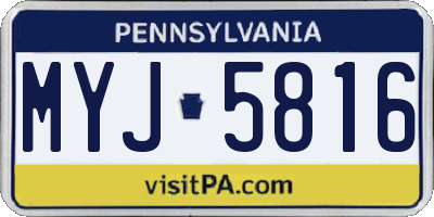PA license plate MYJ5816
