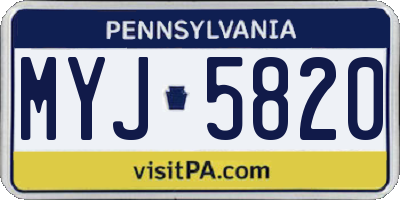 PA license plate MYJ5820