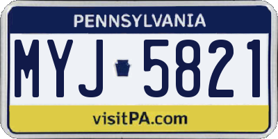 PA license plate MYJ5821
