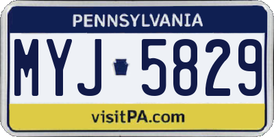 PA license plate MYJ5829