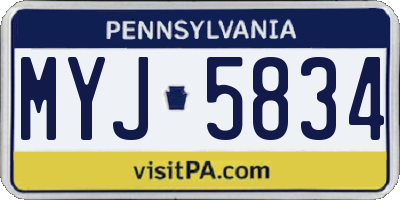 PA license plate MYJ5834