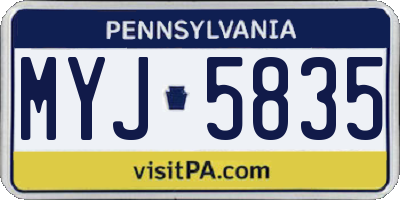 PA license plate MYJ5835