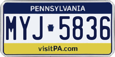 PA license plate MYJ5836