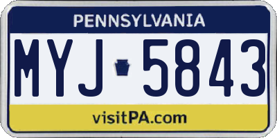 PA license plate MYJ5843