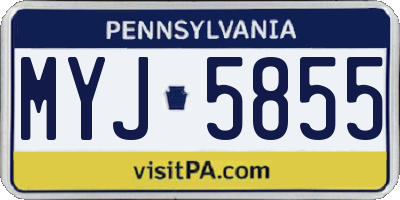 PA license plate MYJ5855