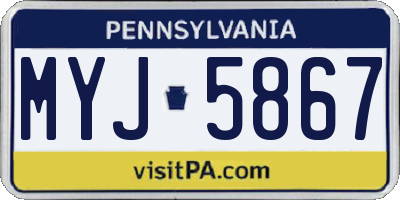 PA license plate MYJ5867